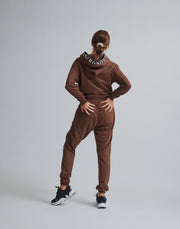 CRONOS WOMEN LAYERED HOODIE【BROWN】
