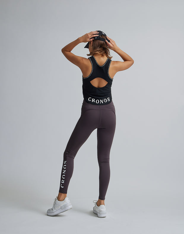 CRONOS WOMEN BACK OPEN TANK TOP【BLACK】