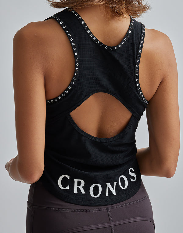 CRONOS WOMEN BACK OPEN TANK TOP【BLUE】