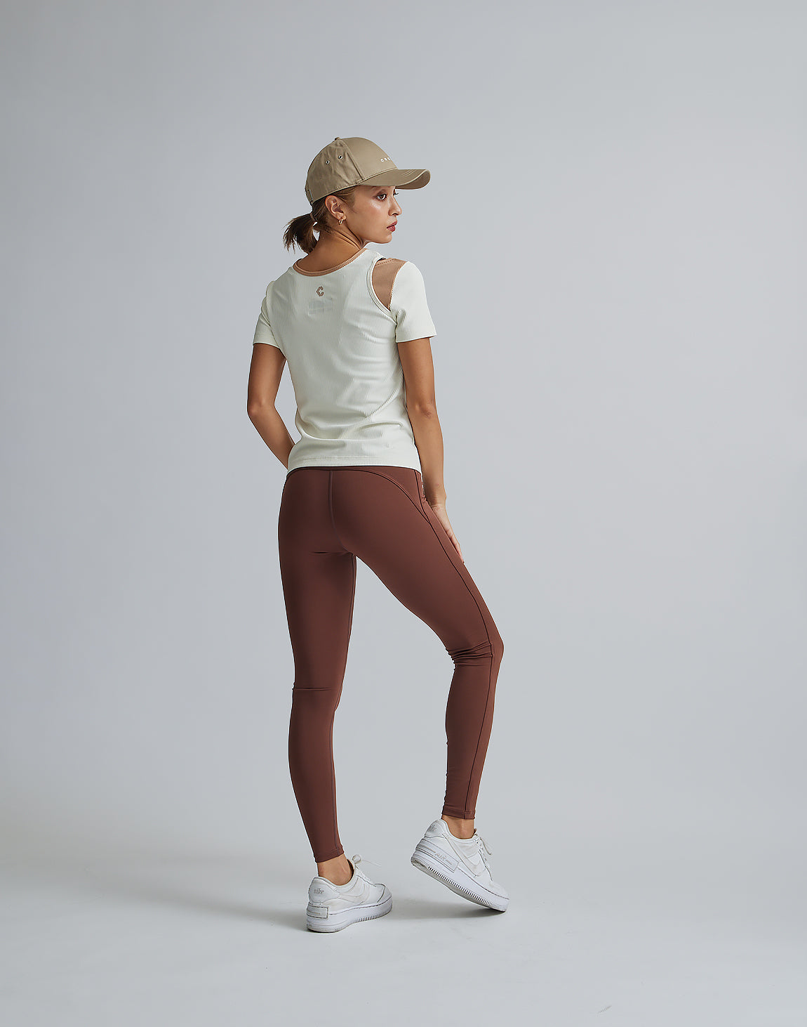 CRONOS WOMEN DESIGN RIB T-SHIRTS [CREAM]