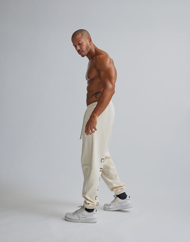 CRONOS CALF LOGO SWEAT LONGPANTS【CREAM】