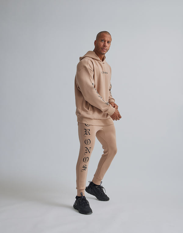 CRONOS BLACK LETTER LOGO HOODIE【BEIGE】