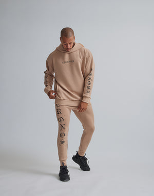 CRONOS BLACK LETTER LOGO HOODIE【BEIGE】