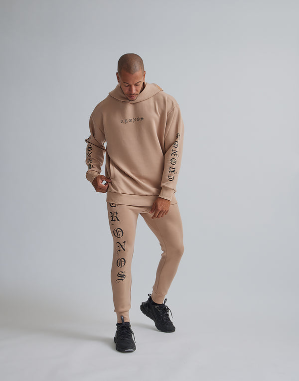 CRONOS BLACK LETTER LOGO HOODIE【BEIGE】