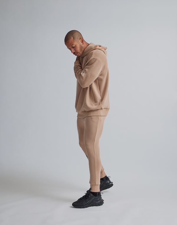 CRONOS BLACK LETTER LOGO HOODIE【BEIGE】