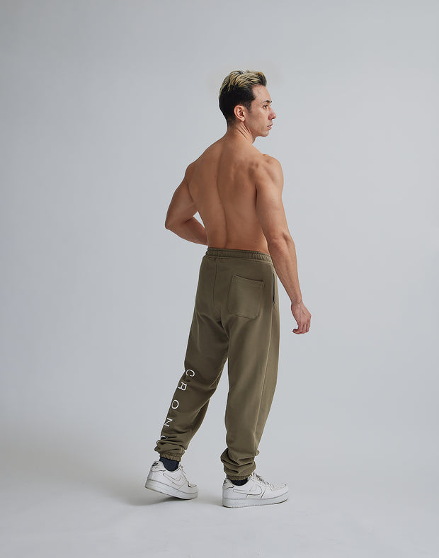 CRONOS CALF LOGO SWEAT LONGPANTS【KHAKI】