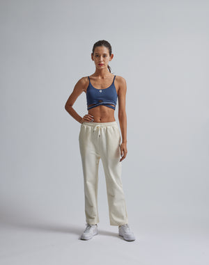CRONOS WOMEN HIP LOGO FLARE PANTS【CREAM】