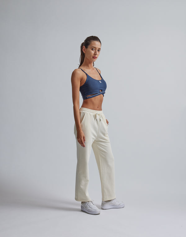 CRONOS WOMEN HIP LOGO FLARE PANTS【CREAM】