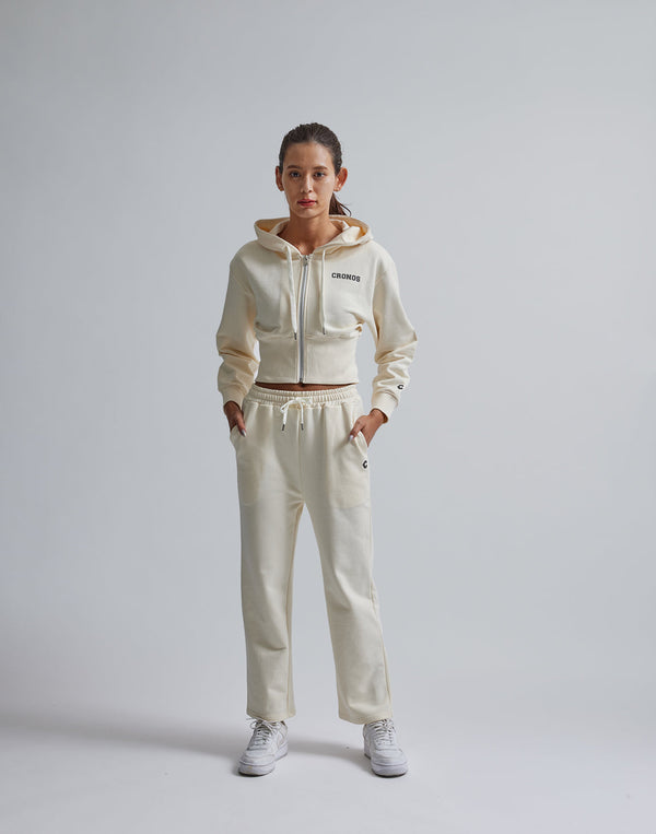 CRONOS WOMEN RIB SHORT ZIP HOODIE