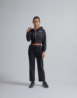 CRONOS WOMEN RIB SHORT ZIP HOODIE