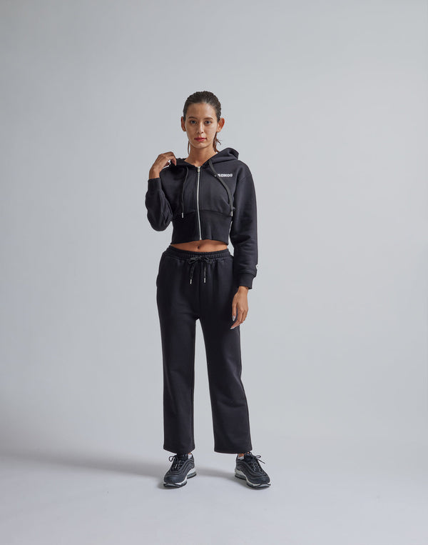 CRONOS WOMEN RIB SHORT ZIP HOODIE