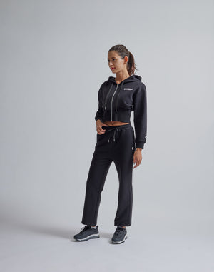 CRONOS WOMEN RIB SHORT ZIP HOODIE