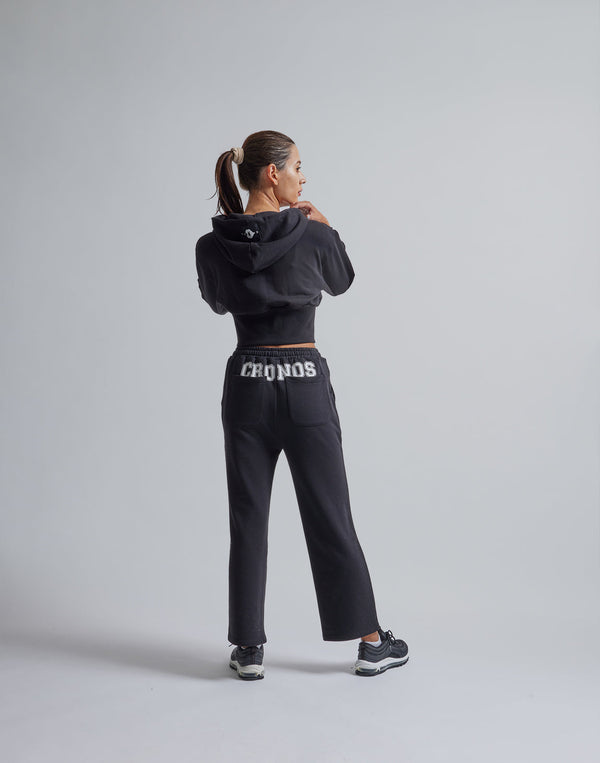 CRONOS WOMEN RIB SHORT ZIP HOODIE
