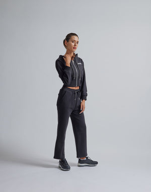 CRONOS WOMEN RIB SHORT ZIP HOODIE