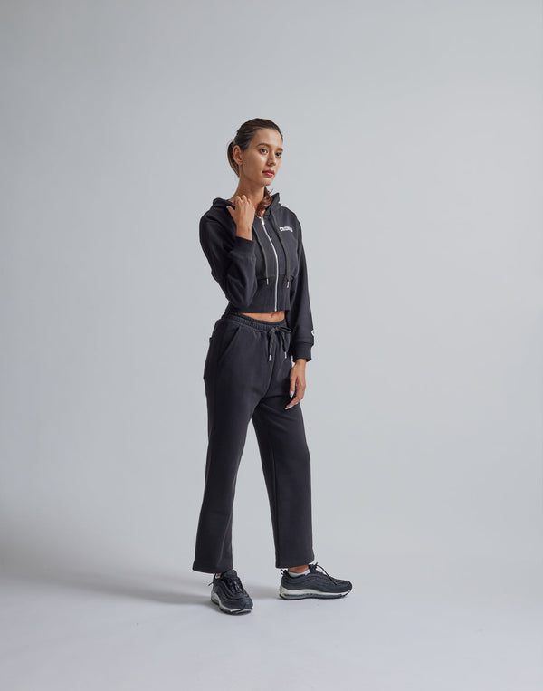 CRONOS WOMEN RIB SHORT ZIP HOODIE