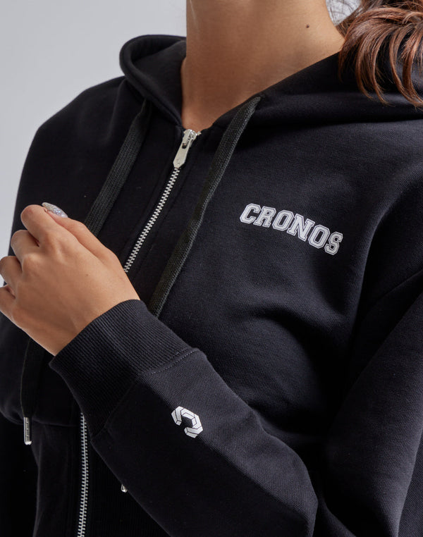 CRONOS WOMEN RIB SHORT ZIP HOODIE