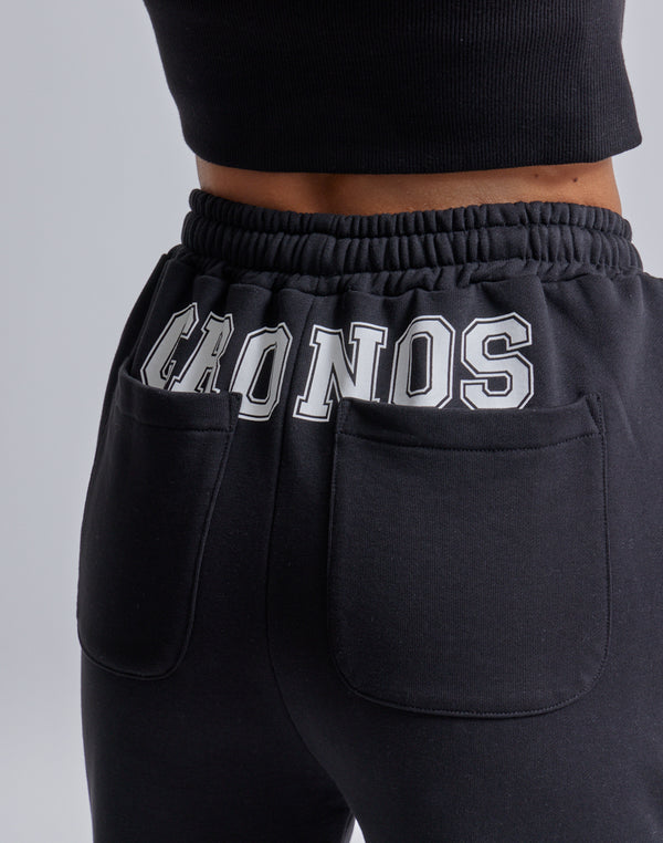 CRONOS WOMEN HIP LOGO FLARE PANTS【BLUE】