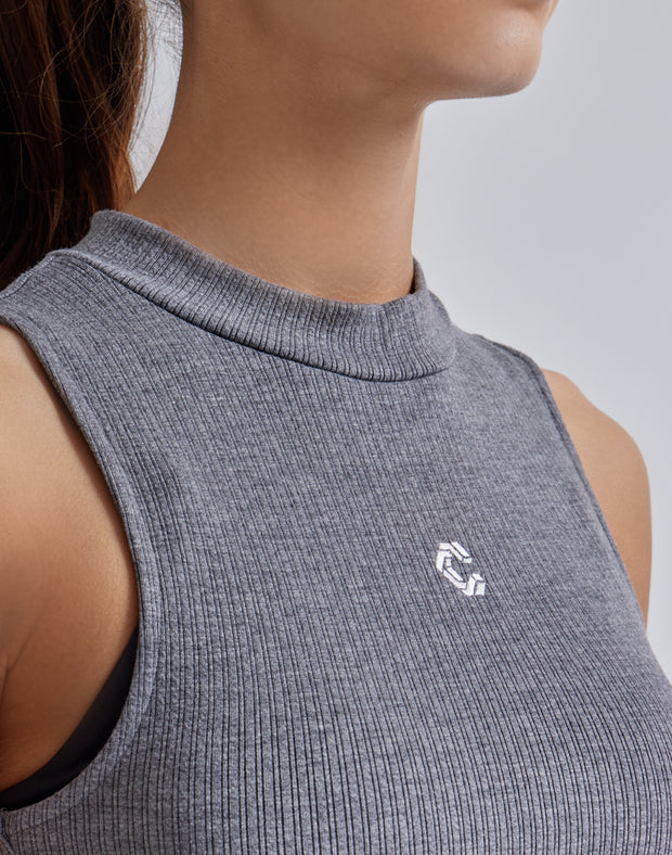 CRONOS WOMEN MOCK NECK TANK TOP【GRAY】