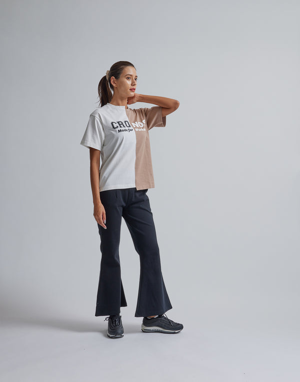 CRONOS WOMEN ASYMMETRY T-SHIRTS【BEIGE】