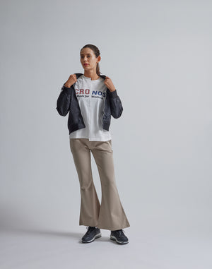 CRONOS WOMEN CALF LOGO FLARE PANTS【BEIGE】