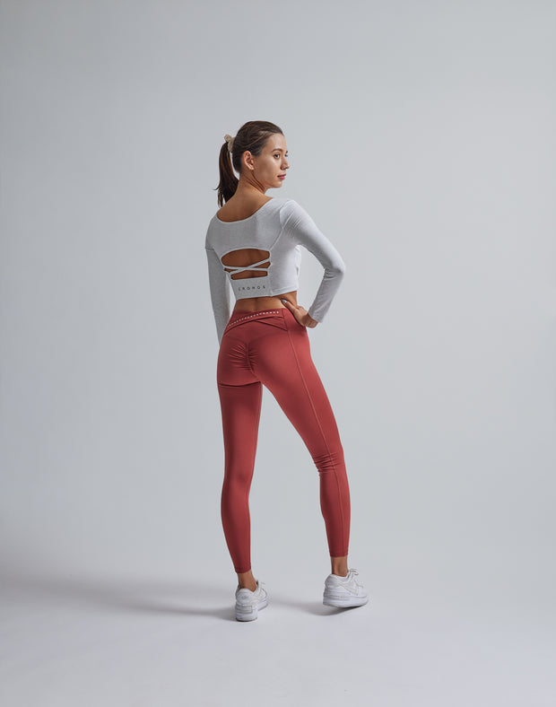 CRONOS WOMEN CROSS LOGO BRA LEGGINGS【BORDEAUX】