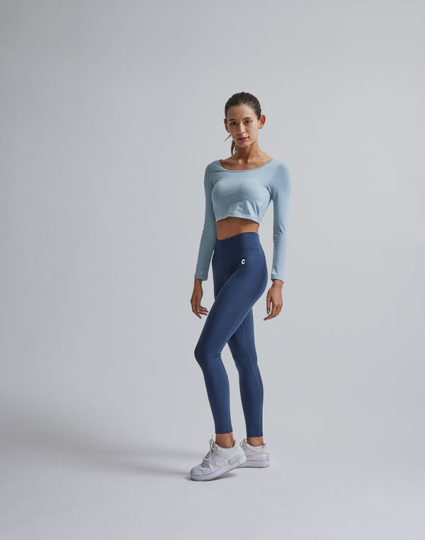 CRONOS WOMEN CUT OUT LONG SLEEVE【BLUE】