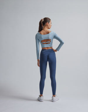 CRONOS WOMEN CUT OUT LONG SLEEVE【BLUE】