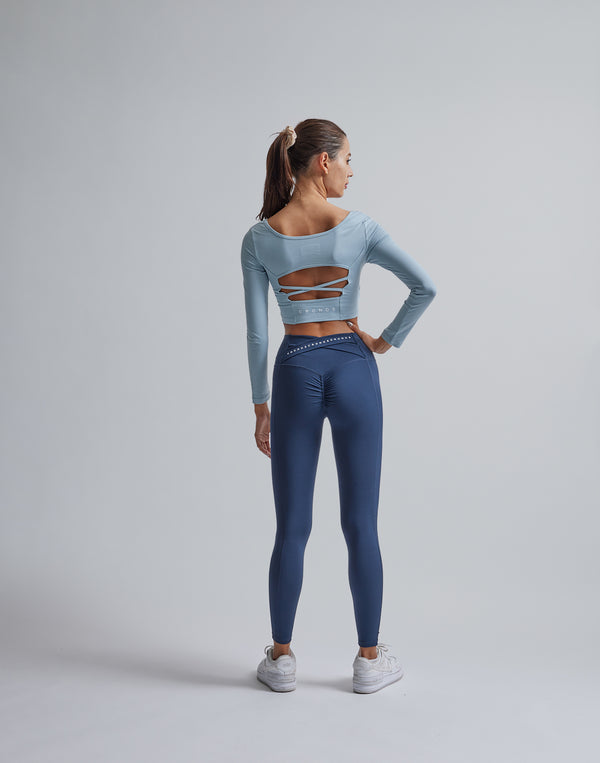 CRONOS WOMEN CUT OUT LONG SLEEVE【BLUE】