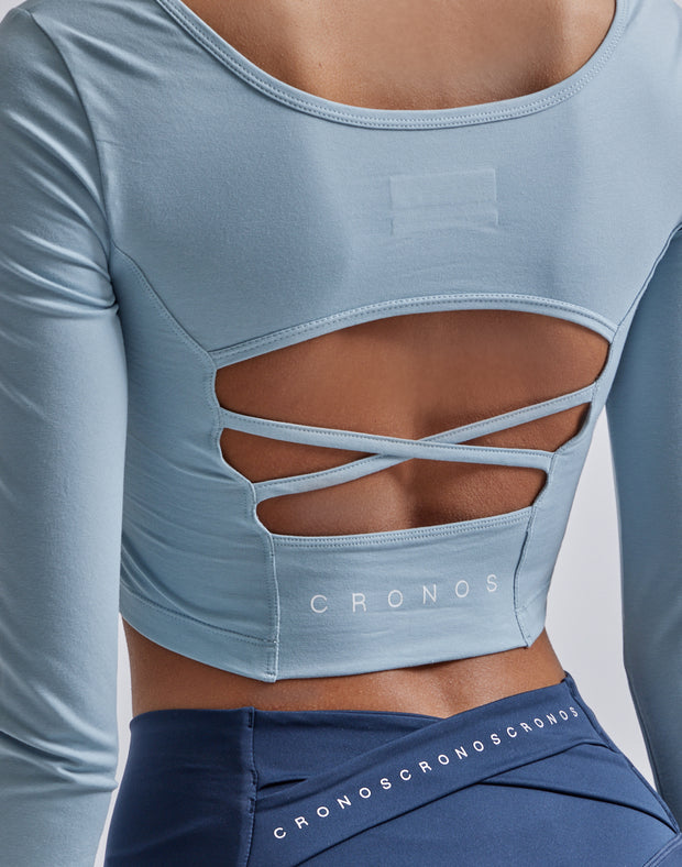 CRONOS WOMEN CUT OUT LONG SLEEVE【BLACK】
