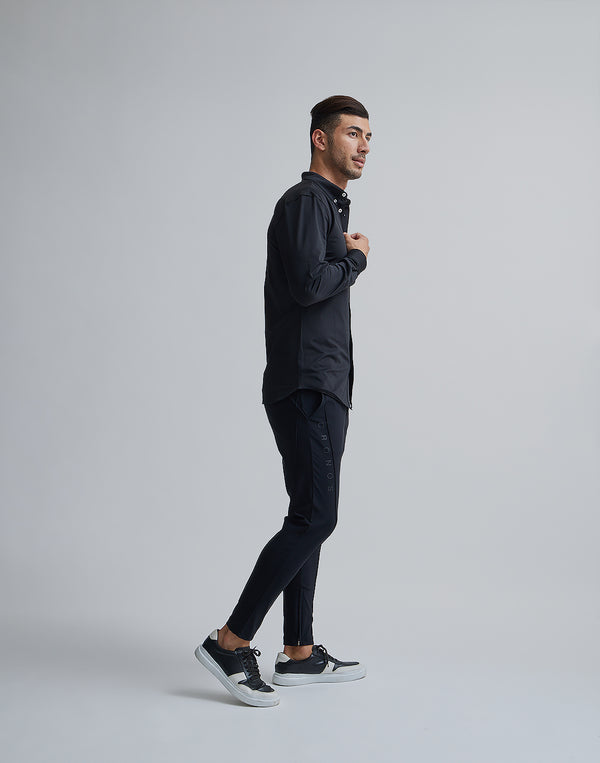 CRONOS BLACK PIN TUCK STRETCH PANTS