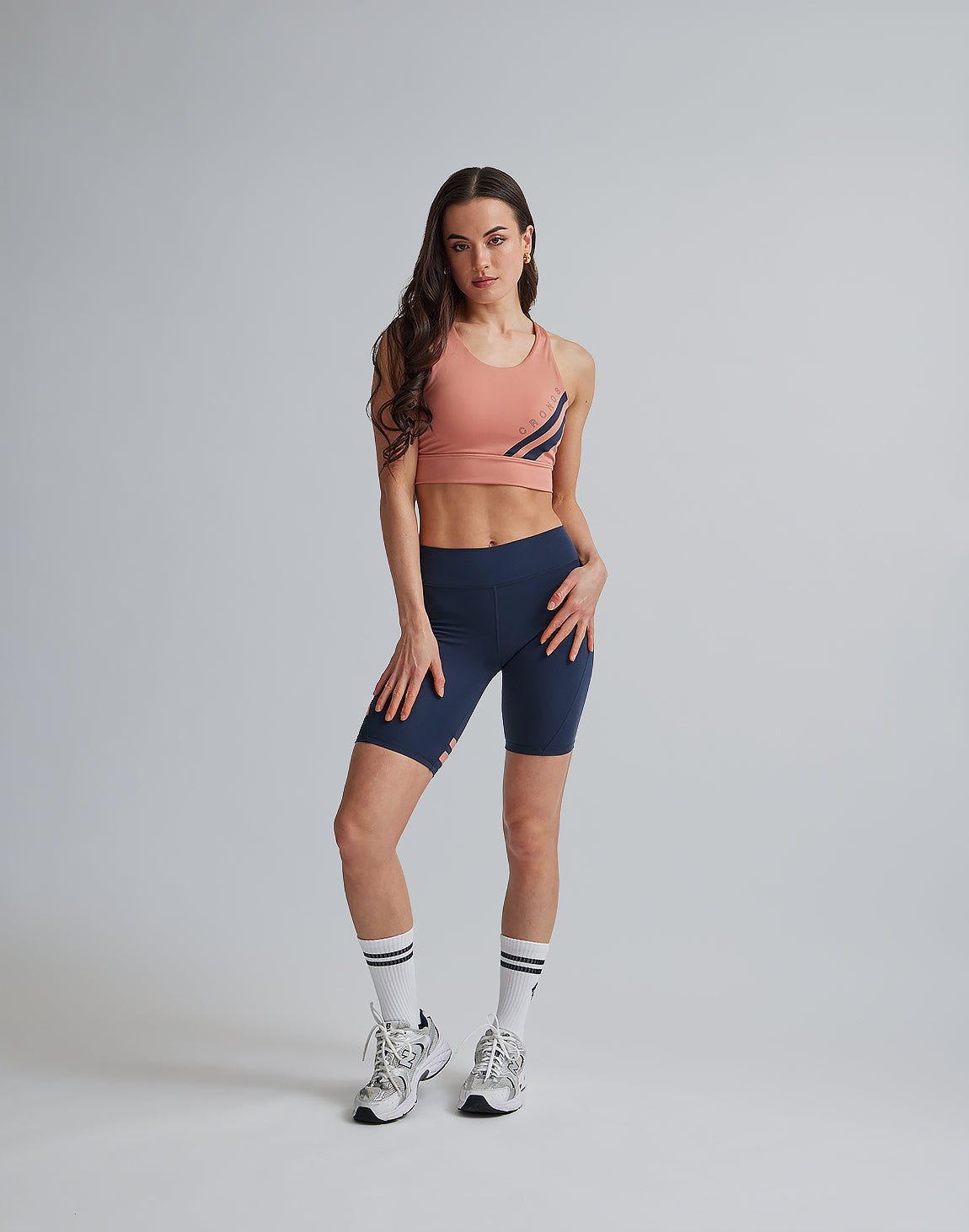 CRONOS WOMEN BY COLOR SHORT LEGGINGS【NAVY】