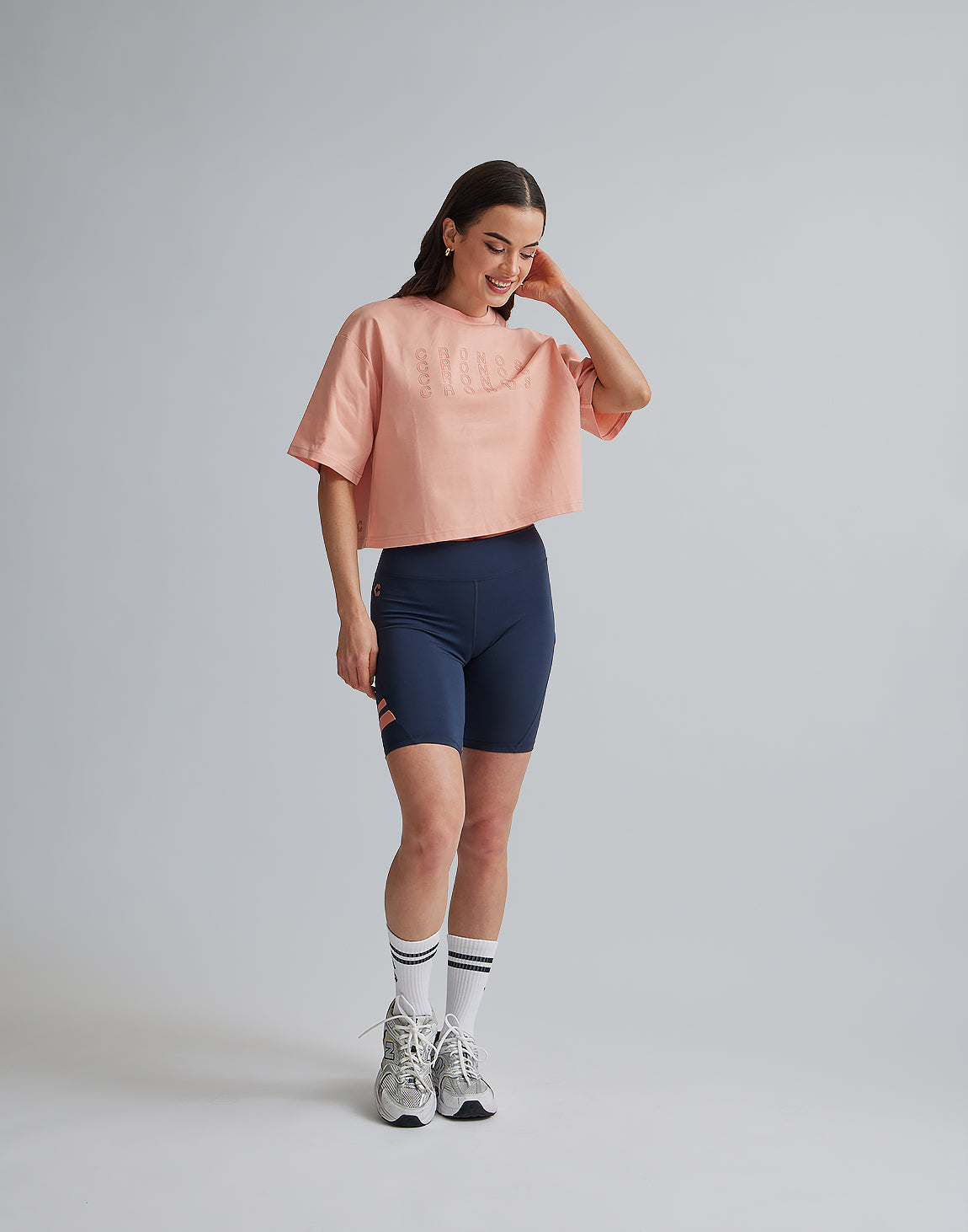 CRONOS WOMEN BY COLOR SHORT LEGGINGS【NAVY】