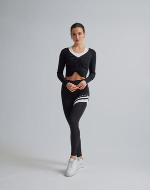 CRONOS WOMEN SHIRRING LONGSLEEVE【BLACK】