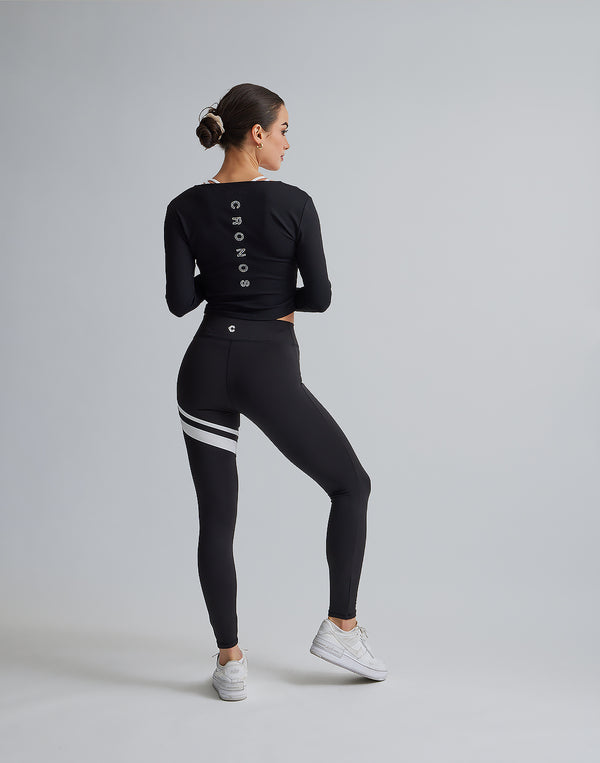 CRONOS WOMEN SHIRRING LONGSLEEVE【BLACK】