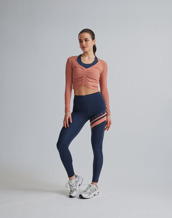 CRONOS WOMEN SHIRRING LONGSLEEVE【PINK】