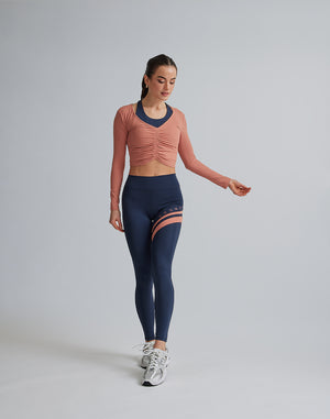 CRONOS WOMEN SHIRRING LONGSLEEVE【PINK】