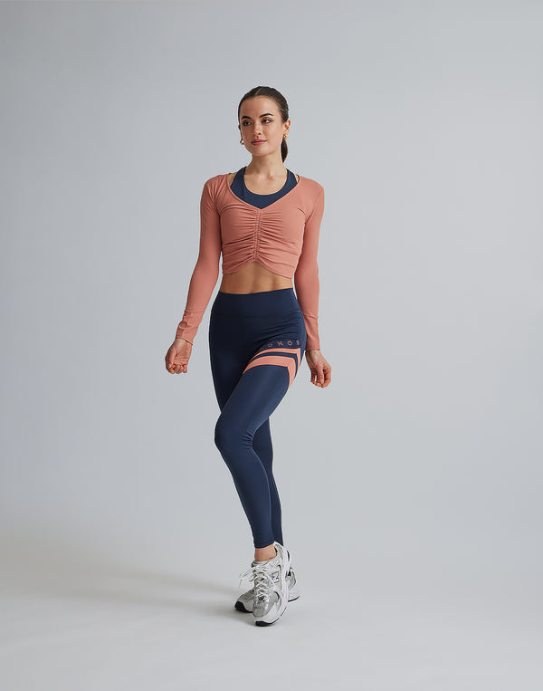 CRONOS WOMEN SHIRRING LONGSLEEVE【PINK】