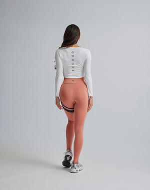 CRONOS WOMEN SHIRRING LONGSLEEVE【WHITE】