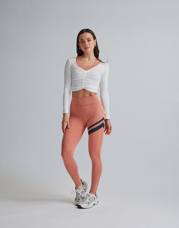 CRONOS WOMEN SHIRRING LONGSLEEVE【WHITE】