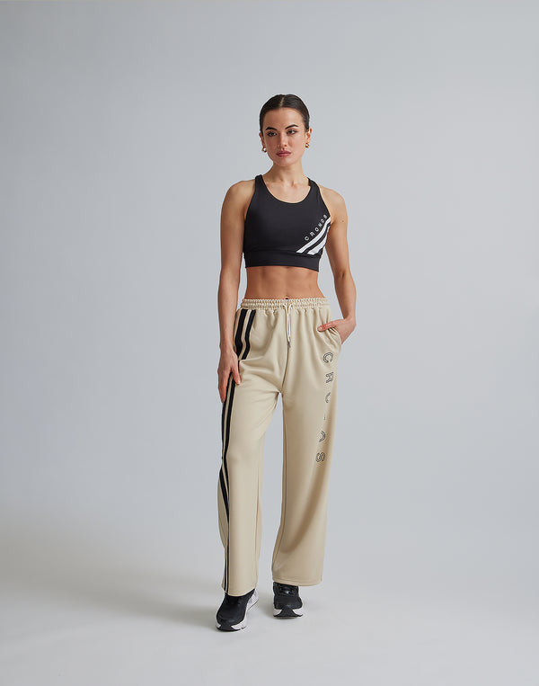 CRONOS WOMEN JERSEY WIDE PANTS【BEIGE】