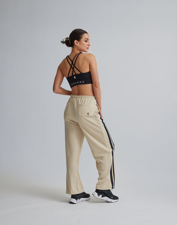 CRONOS WOMEN JERSEY WIDE PANTS【BEIGE】