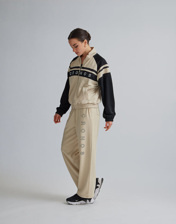 CRONOS WOMEN JERSEY WIDE PANTS【BEIGE】