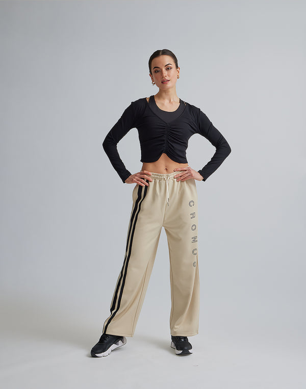 CRONOS WOMEN JERSEY WIDE PANTS【BEIGE】