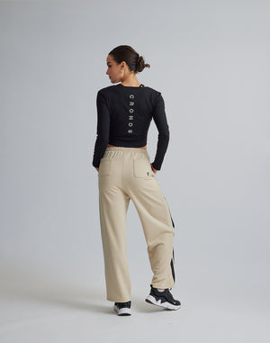 CRONOS WOMEN JERSEY WIDE PANTS【BEIGE】
