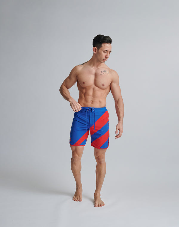 CRONOS GEOMETRIC STAGE SHORTS [BLUE×RED]
