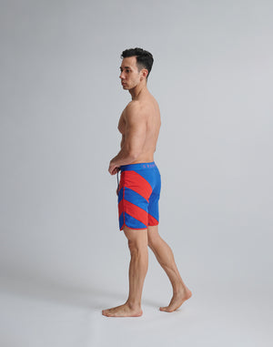 CRONOS GEOMETRIC STAGE SHORTS [BLUE×RED]