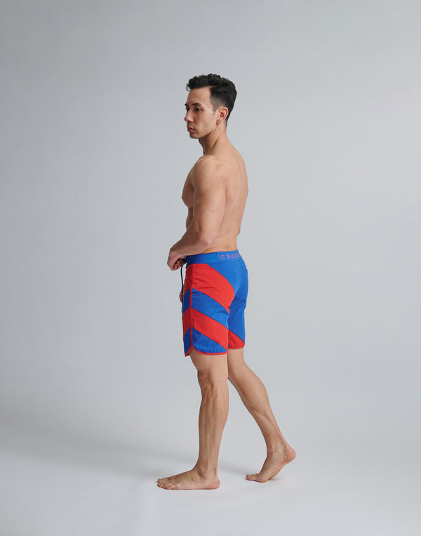 CRONOS GEOMETRIC STAGE SHORTS [BLUE×RED]