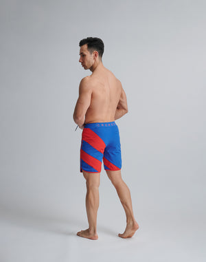CRONOS GEOMETRIC STAGE SHORTS [BLUE×RED]