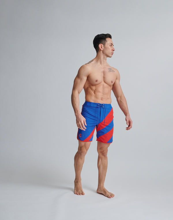 CRONOS GEOMETRIC STAGE SHORTS [BLUE×RED]