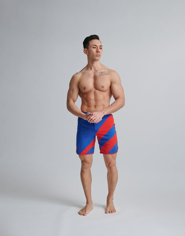 CRONOS GEOMETRIC STAGE SHORTS [BLUE×RED]